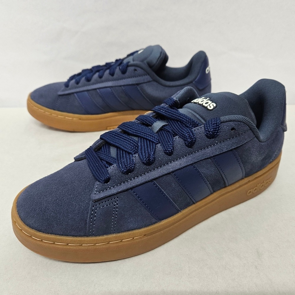Adidas Grand Court Alpha 00s Sneakers JQ3008 Blue Suede Gum Sole Men Size 9.5 - Picture 4 of 12